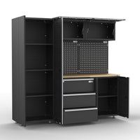 UltraTools 1355mm x 500mm x 1870mm Black Workshop Garage Storage Cabinet Set