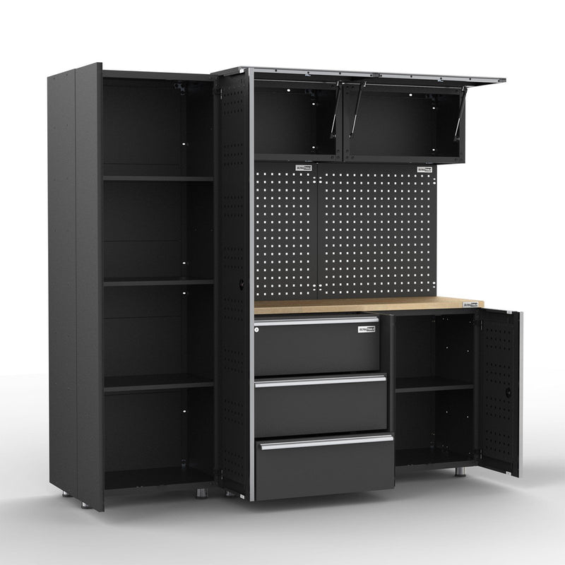 UltraTools 1355mm x 500mm x 1870mm Black Workshop Garage Storage Cabinet Set