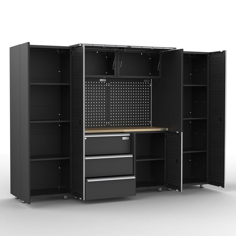 UltraTools 2704mm x 500mm x 1870mm Black Workshop Garage Storage Tall Cabinet Set