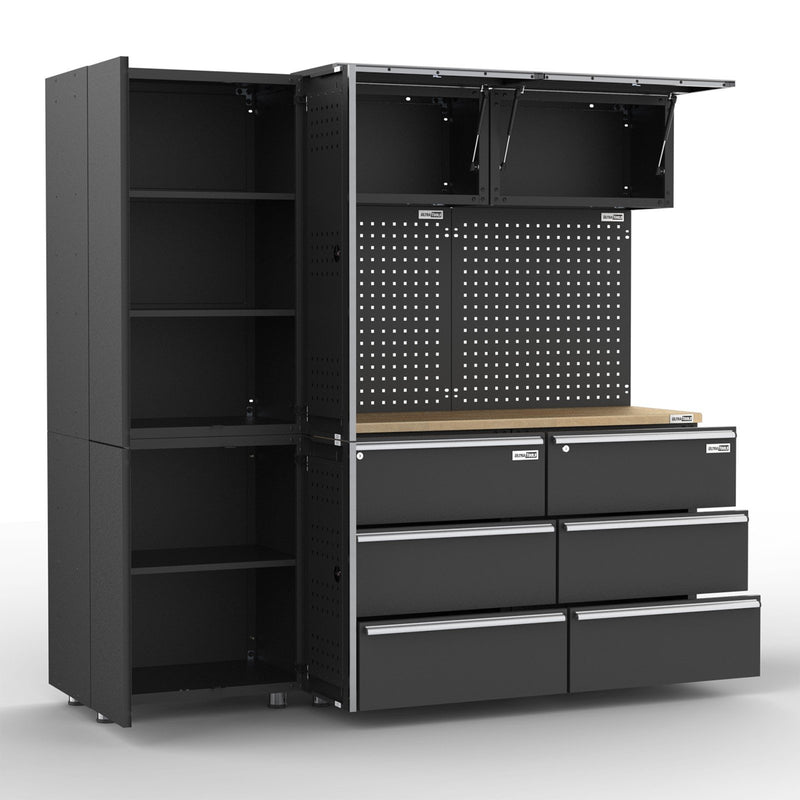 UltraTools 2030mm x 500mm x 1870mm Black Workshop Garage Storage Cabinet Set