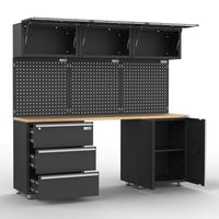 UltraTools 2030mm L x 500mm W x 1870mm H Black Workshop Garage Storage Cabinet Set