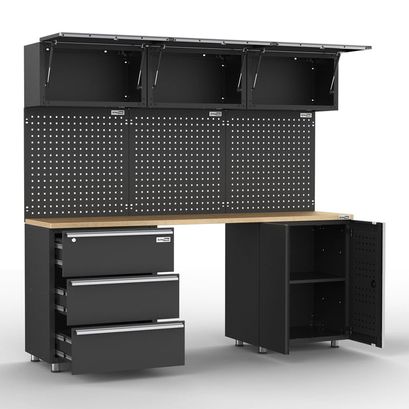 UltraTools 2030mm L x 500mm W x 1870mm H Black Workshop Garage Storage Cabinet Set