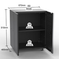 Black Workshop Garage 2 Door Storage Cabinet - UltraTools 670mm x 465mm x 820mm