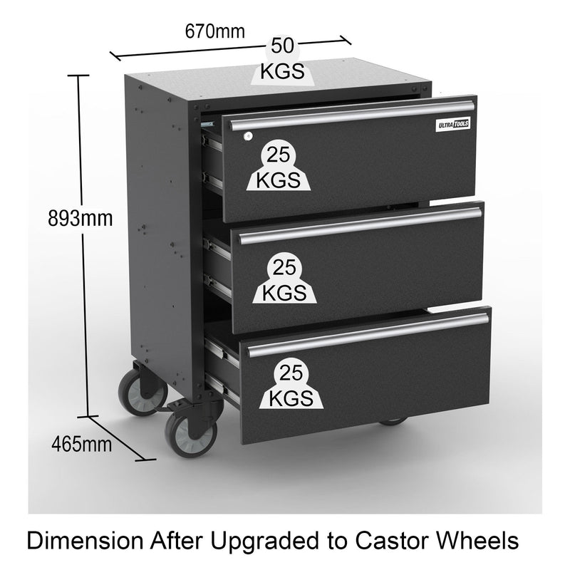 UltraTools 1355mm x 500mm x 1870mm Black Workshop Garage Storage Cabinet Set