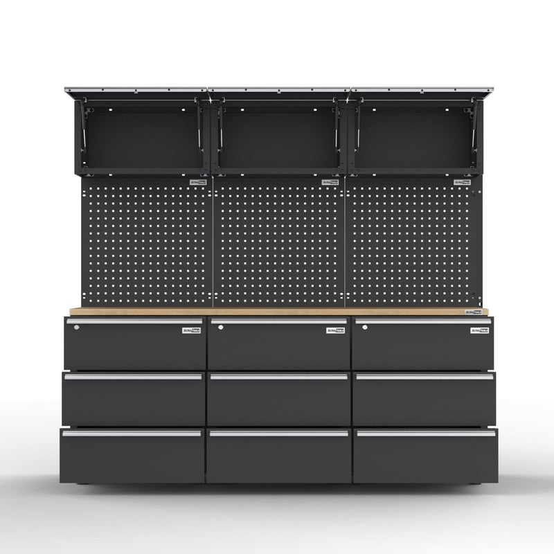 UltraTools 2030mm x 480mm x 1870mm Black Workshop Garage Storage Cabinet Set