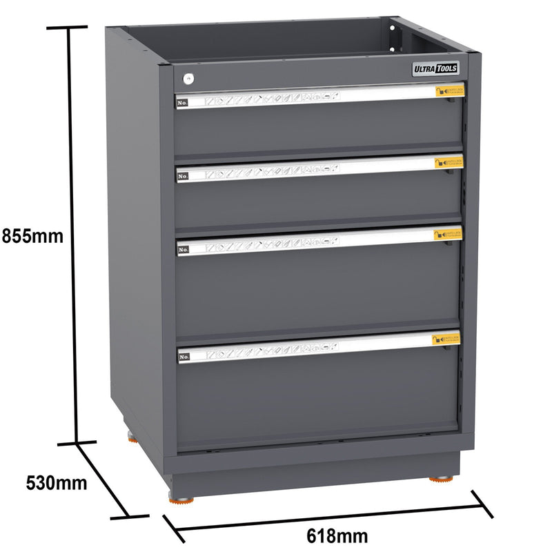 UltraTools 2610/3240mm x 580mm x 2020mm Black Semi-Industrial Workshop Garage Storage Corner Cabinet Set