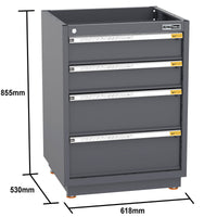 UltraTools 1860mm x 530mm x 893mm Semi-Industrial Black Workshop Garage Storage Cabinet Workbench