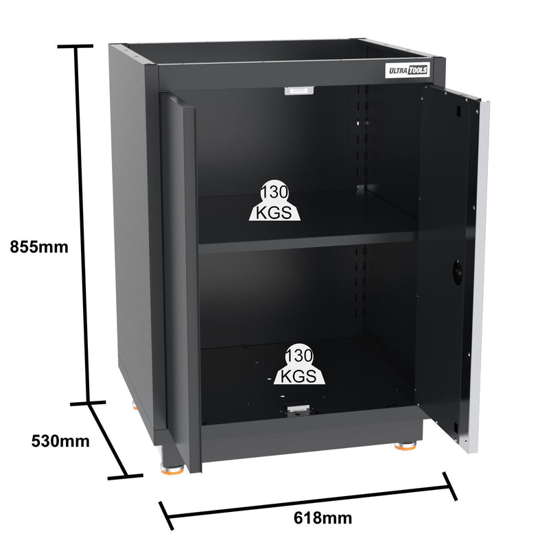 UltraTools 1860mm x 530mm x 893mm Semi-Industrial Black Workshop Garage Storage Cabinet Workbench
