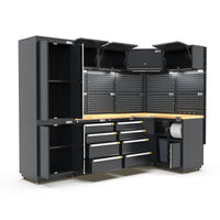 UltraTools 1385/2610mm OR 1978/1978mm x 580mm x 2020mm Black Semi-Industrial Workshop Garage Storage Corner Cabinet Set