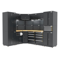UltraTools 1978/2610mm x 580mm x 2020mm Heavy-Duty Modular Workshop & Garage Storage Corner Cabinet System
