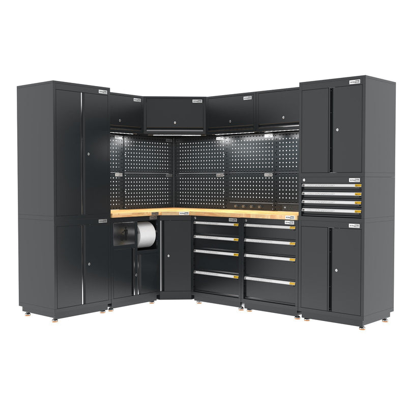 UltraTools 1978/2610mm x 580mm x 2020mm Heavy-Duty Modular Workshop & Garage Storage Corner Cabinet System