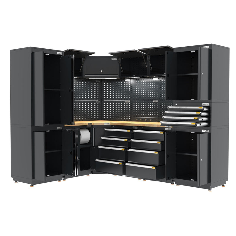UltraTools 1978/2610mm x 580mm x 2020mm Heavy-Duty Modular Workshop & Garage Storage Corner Cabinet System