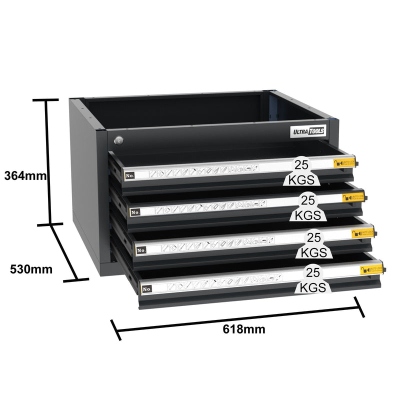 UltraTools 3100mm x 580mm x 2020mm Black Semi-Industrial Workshop Garage Storage Cabinet Set