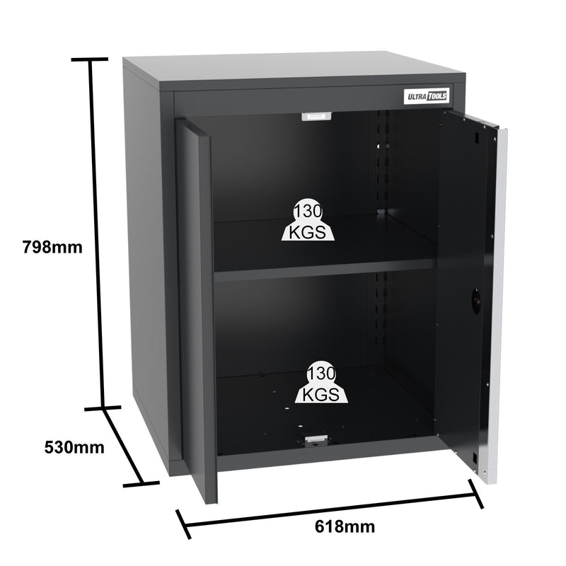 UltraTools 3100mm x 580mm x 2020mm Black Semi-Industrial Workshop Garage Storage Cabinet Set