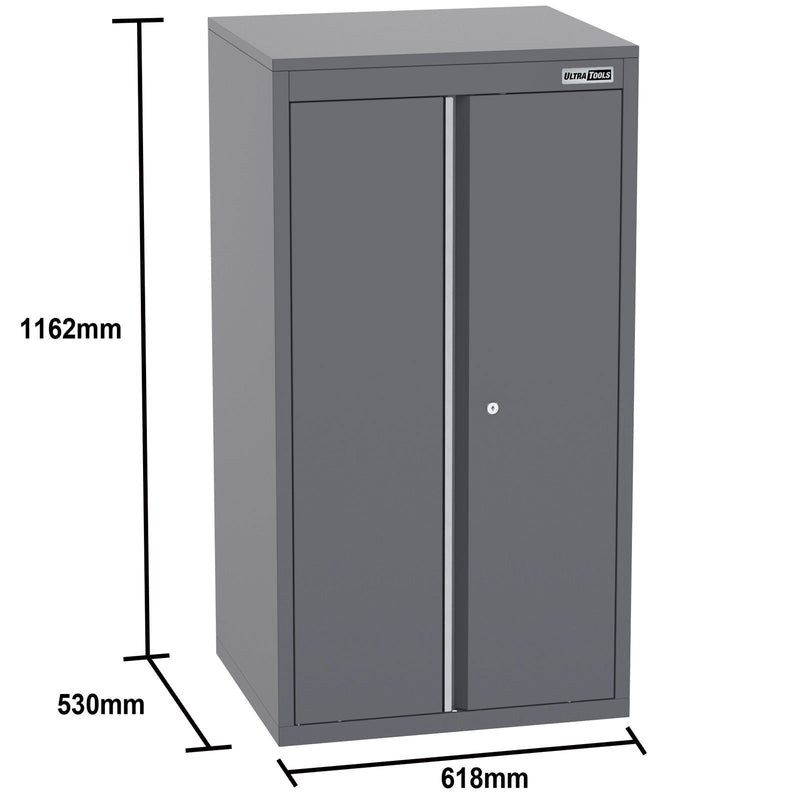UltraTools 2610/3240mm x 580mm x 2020mm Black Semi-Industrial Workshop Garage Storage Corner Cabinet Set