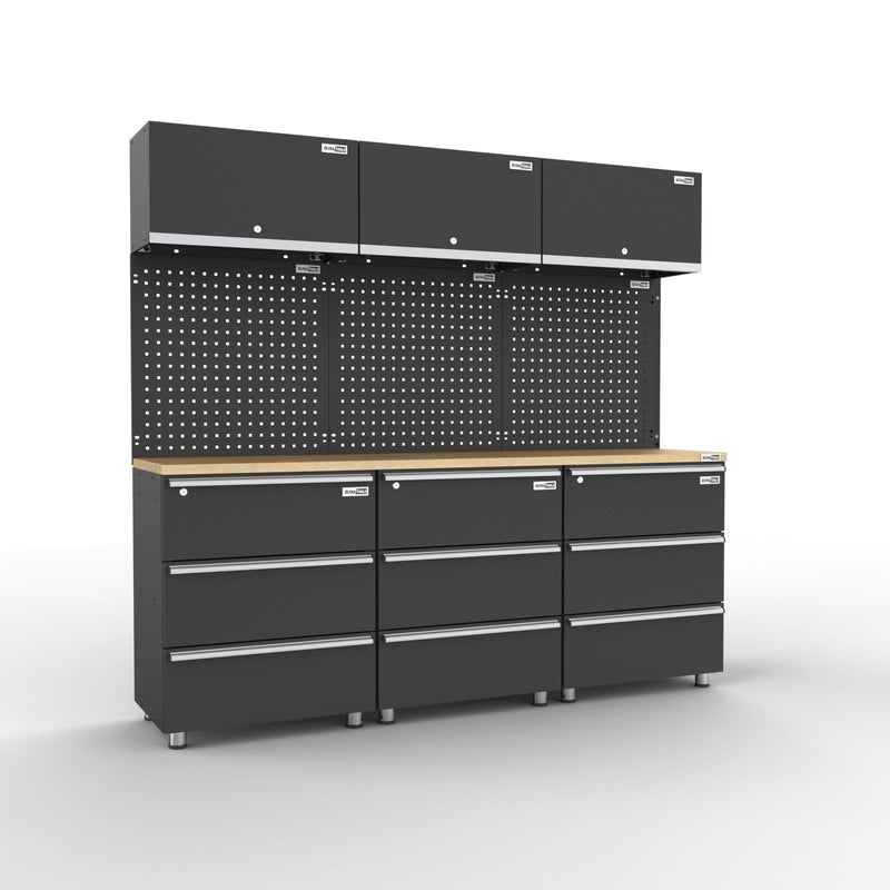 UltraTools 2030mm x 480mm x 1870mm Black Workshop Garage Storage Cabinet Set