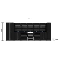UltraTools 5150mm x 550mm x 2025mm Black Classic Workshop Garage Storage Cabinet Set