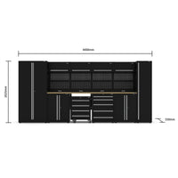 UltraTools 4400mm x 550mm x 2025mm Black Classic Workshop Garage Storage Cabinet Set