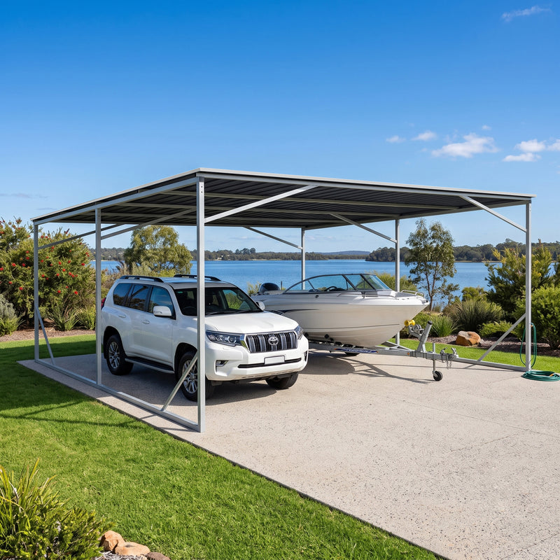 Carport 6m x 6m Vehicle Shelter Skillion Steel Double Carport plus 80X40MM Tube