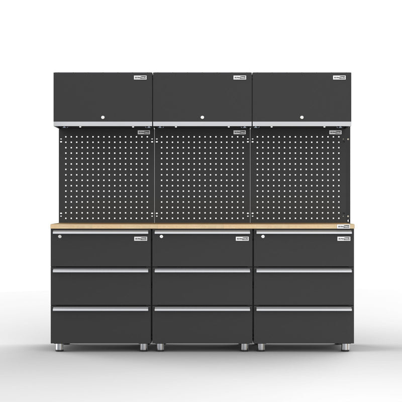 UltraTools 2030mm x 480mm x 1870mm Black Workshop Garage Storage Cabinet Set