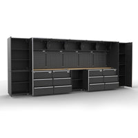 UltraTools 4740mm x 500mm x 1870mm Black Workshop Garage Storage Cabinet Set
