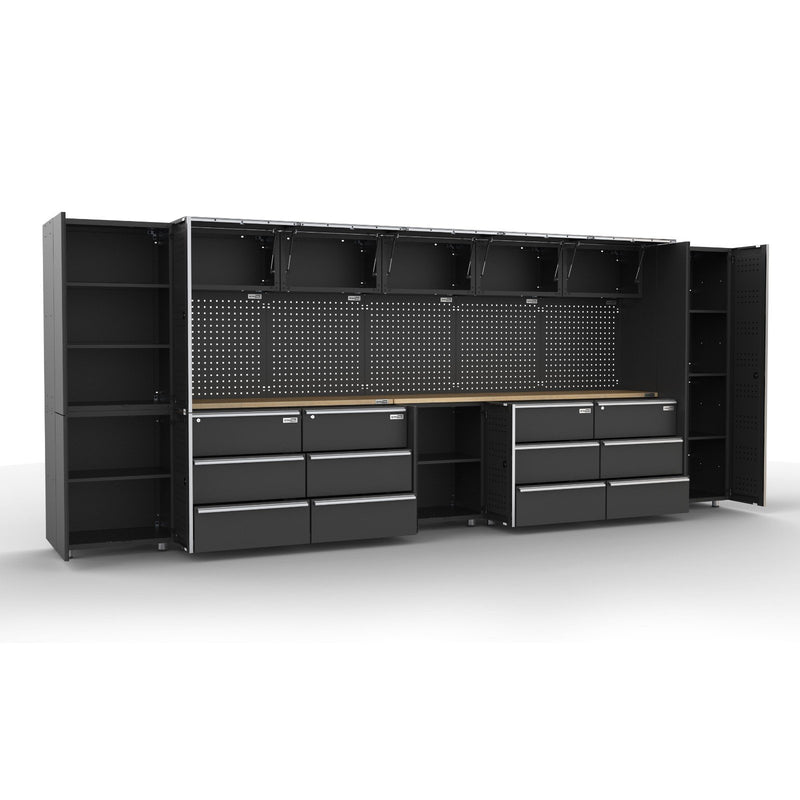 UltraTools 4740mm x 500mm x 1870mm Black Workshop Garage Storage Cabinet Set