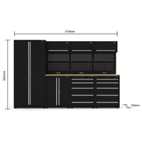 UltraTools 3150mm x 550mm x 2025mm Black Classic Workshop Garage Storage Cabinet Set