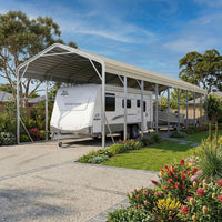 Single Carport 3.4m x 15.03m x 3.27m Backyard Portable Vehicle & Boat Shelter with Wrapped Roof
