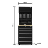 UltraTools 750mm x 550mm x 2025mm Black Economy 5 Drawer Cabinet Tower
