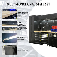 UltraTools 3100mm x 580mm x 2020mm Black Semi-Industrial Workshop Garage Storage Cabinet Set