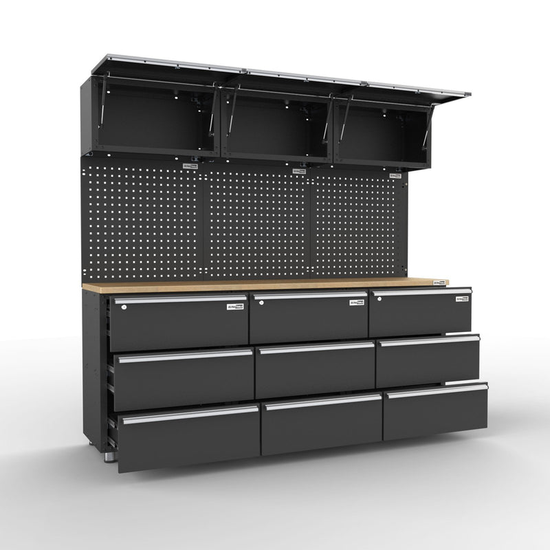 UltraTools 2030mm x 480mm x 1870mm Black Workshop Garage Storage Cabinet Set