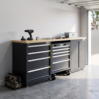 UltraTools 1860mm x 530mm x 893mm Semi-Industrial Black Workshop Garage Storage Cabinet Workbench