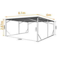 Carport 6m x 6m Vehicle Shelter Skillion Steel Double Carport plus 80X40MM Tube