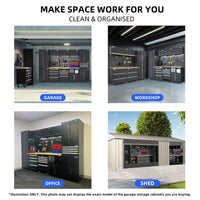 UltraTools Black 72" Mobile Work Bench with 15 Drawers Tool Chest & 3 Overhead Cabinet + 2 Standing Cabinets