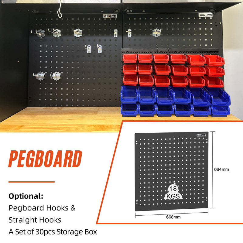 UltraTools Black 72" Mobile Work Bench with 15 Drawers Tool Chest & 3 Overhead Cabinet + 2 Standing Cabinets