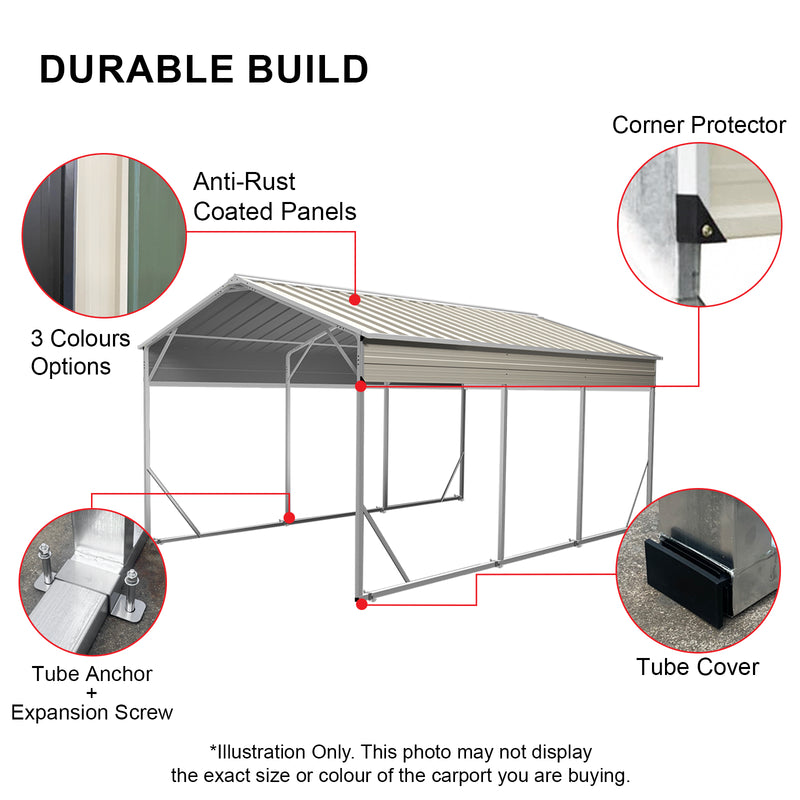 Carport 6.2 x 10.6 x 4.3 m Vehicle Shelter