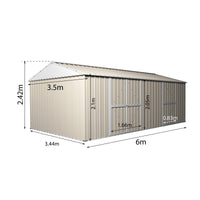 Garden Shed 3.45m x 6m x 2.4m Workshop Side Double doors + PA door