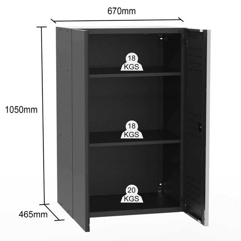 UltraTools 2030mm x 500mm x 1870mm Black Workshop Garage Storage Cabinet Set