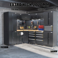UltraTools 1978/2610mm x 580mm x 2020mm Heavy-Duty Modular Workshop & Garage Storage Corner Cabinet System
