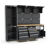 Semi-Industrial Black Workshop Garage Storage Cabinet Set UltraTools 2475mm x 580mm x 2020mm