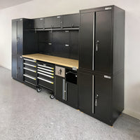 UltraTools 3100mm x 580mm x 2020mm Black Semi-Industrial Workshop Garage Storage Cabinet Set