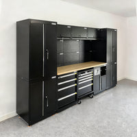 UltraTools 3100mm x 580mm x 2020mm Black Semi-Industrial Workshop Garage Storage Cabinet Set