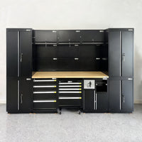 UltraTools 3100mm x 580mm x 2020mm Black Semi-Industrial Workshop Garage Storage Cabinet Set