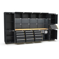 UltraTools 3718mm x 580mm x 2020mm Black Semi-Industrial Workshop Garage Storage System