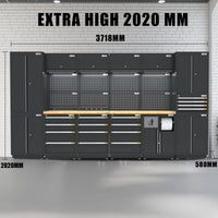 UltraTools 3718mm x 580mm x 2020mm Black Semi-Industrial Workshop Garage Storage System