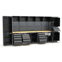 UltraTools 4350mm x 580mm x 2020mm Black Semi-Industrial Workshop Garage Storage Cabinet Set