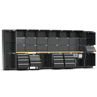 UltraTools 4960mm x 580mm x 2020mm Black Semi-Industrial Workshop Garage Storage Cabinet Set