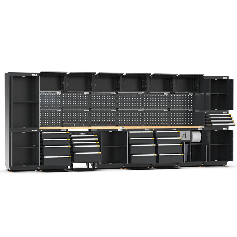 UltraTools 4960mm x 580mm x 2020mm Black Semi-Industrial Workshop Garage Storage Cabinet Set
