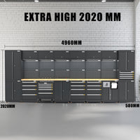 UltraTools 4960mm x 580mm x 2020mm Black Semi-Industrial Workshop Garage Storage Cabinet Set