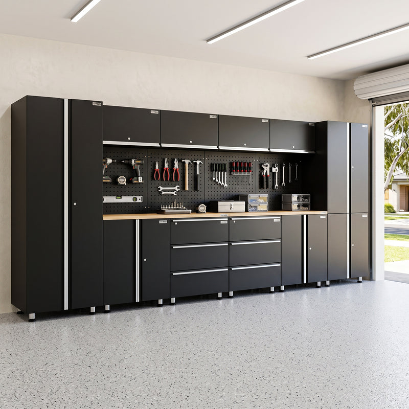 UltraTools 4065mm x 500mm x 1870mm Black Workshop Garage Storage Cabinet Set